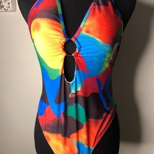 Shein one piece colorful bathing suit